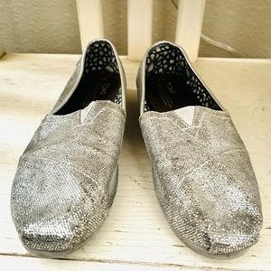 Toms Bright Silver Shiny Metallic Shoes